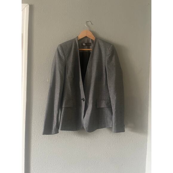 ZARA TAILORED HOUNDSTOOTH BLAZER - Picture 5 of 9